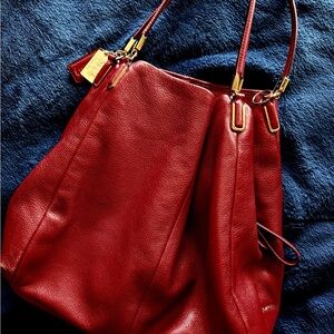 Coach Red REALLY Leather Shoulder Tote with Gold-Tone Hardware “ Phoebe”